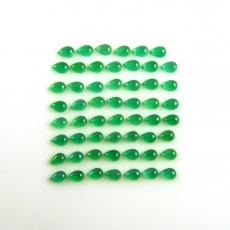 Green Onyx Cabs Pear Shape 6X4mm Approximately 19 Carat