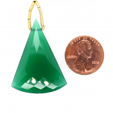 Green Onyx Drop Conical Shape 36x26mm Drilled Bead Single Pendant Piece