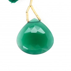 Green Onyx Drop Heart Shape 27x27mm Drilled Bead Single Pendant Piece