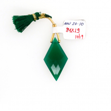 Green Onyx Drops Diamond Shape 34x19mm Drilled Beads Single Piece