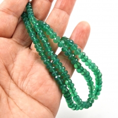 Green Onyx Drops Roundelle Shape 6mm To 5mm Accent Bead Ready To Wear Necklace