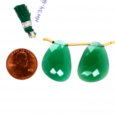 Green Onyx Drops Wing Shape 25X18mm Matching Pair Drilled Beads