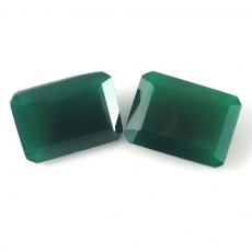 Green Onyx Emerald Cut 18X13mm Matching Pair Approximately 22 Carat