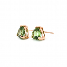 Green Tourmaline Heart Shape 3.41 Carat Stud Earring In 14k Rose Gold