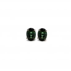 Green Tourmaline Oval 1.84 Carat Stud Earrings In 14K White Gold