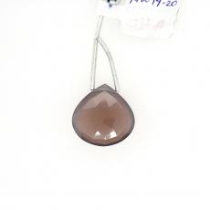Grey Chalcedony Drop Heart Shape 20x20mm Drilled Bead Single Piece