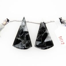 Grey Copper Obsidian Drops Conical Shape 30x17mm Drilled Bead Matching Pair