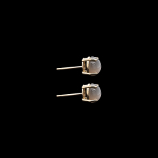 Grey Moonstone Cab Round 4.47 Carat Stud Earrings in 14K Yellow Gold