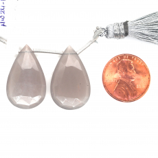 Grey Moonstone Drops Almond Shape 25x15mm Drilled Beads Matching Pair