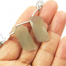 Grey Moonstone Drops Fancy Shape 28x12mm Drilled Beads Matching Pair