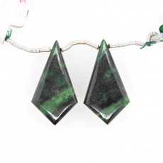 Grossular Garnet Drops Shield Shape 30x16mm Drilled Beads Matching Pair