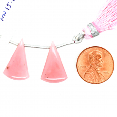 Guava Quartz Drops Conical Shape 21x13mm Drilled Beads Matching Pair