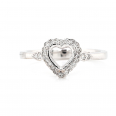 Heart 6mm Heart Shape Ring Semi Mount In 14K White Gold With Diamond Accents (RG6043)
