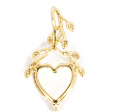 Heart Shape 10mm Pendant Semi Mount in 14k Yellow Gold with Diamond Accents
