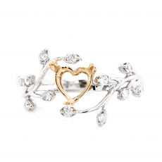Heart Shape 6mm Ring Semi Mount in 14K Dual Tone (White/ Yellow) Gold With Diamond Accents (RG5202)