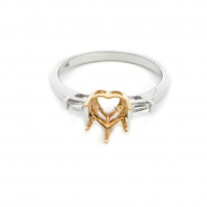 Heart Shape 6mm Ring semi Mount in 14K Dual tone (White/Yellow) Gold with Diamond Accents