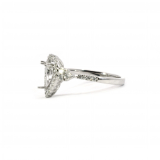 Heart Shape 7mm Ring Semi Mount In White Gold With Accented Diamonds
