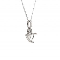 Heart Shape 8mm Pendant Semi Mount in 14K White Gold with Accent Diamonds (PD2045)