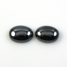 Hematite Cab Oval 14X10mm Matching Pair Approximately 20 Carat