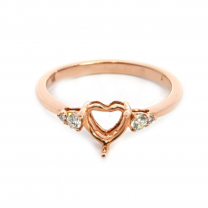 Herat Shape 7mm Ring Semi Mount in 14k Rose Gold with Diamond Accents