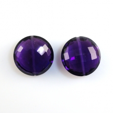 Hydro Amethyst Coin 12MM Top To Bottom Drilled Matching Pair