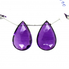 Hydro Amethyst Drops Almond Shape 24X16MM Drilled Bead Matching Pair