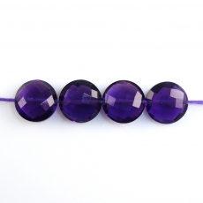 Hydro Amethyst Drops coin Shape 10MM Top To Bottom Drilled Beads 4 Pieces