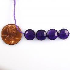 Hydro Amethyst Drops coin Shape 10MM Top To Bottom Drilled Beads 4 Pieces