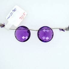 Hydro Amethyst Drops Coin Shape 17x17mm Drilled Beads Matching Pair