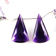 Hydro Amethyst Drops Conical Shape 30x18MM Drilled Beads Matching Pair