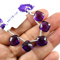 Hydro Amethyst Drops Cushion Shape 10x10mm Drilled Beads 5 Pieces Line