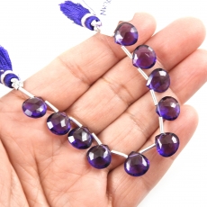 Hydro Amethyst Drops Heart Shape 10x10mm Drilled Beads 10Pieces Line