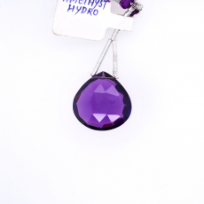 Hydro Amethyst Drops Heart Shape 20x20mm Drilled Beads Single Piece