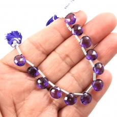 Hydro Amethyst Drops Heart Shape 8x8mm Drilled Beads 12Pieces Line