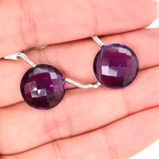 Hydro Amethyst Drops Round 16mm Drilled Bead Matching Pair