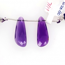 Hydro Amethyst Drops Wing Shape 25x10mm Drilled Beads Matching Pair