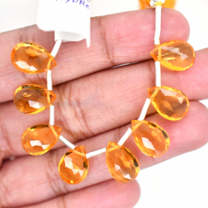 Hydro Citrine Drops Almond Shape 12x8mm Drilled Beads 8 Pieces Line