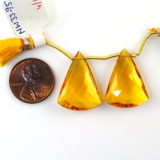 Hydro Citrine Drops Conical Shape 30x19MM Drilled Beads Matching Pair