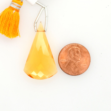 Hydro Citrine Drops Conical Shape 34x20mm Drilled Bead Single Piece