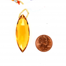 Hydro Citrine Drops Marquise Shape 42x15mm Drilled Beads Single Piece