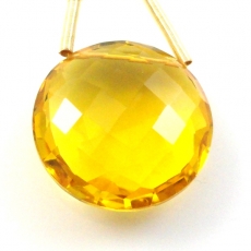 Hydro Citrine Drops Round Shape 20MM Drilled Beads Single Piece