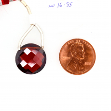 Hydro Garnet Drops Coin Shape 16mm Drilled Bead Single Pendant Piece