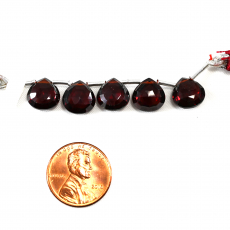 Hydro Garnet Drops Heart Shape 10x10mm Drilled Beads 5 Pieces Line