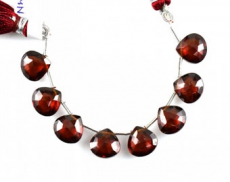 Hydro Garnet Drops Heart Shape 9x9mm Drilled Beads 8 Pieces Line