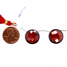 Hydro Garnet Quartz  Drops Coin Shape 16mm Drilled Beads Matching Pair