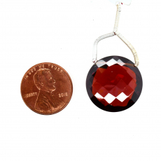Hydro Garnet Quartz Drops Coin Shape 20mm Drilled Beads Single Pendant Piece