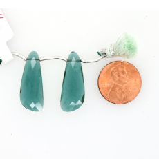 Hydro Indicolite Drops Wing Shape 26x10mm Drilled Bead Matching Pair