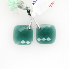 Hydro Indicolite Quartz Drop Cushion Shape 17x17mm Drilled Beads Matching Pair