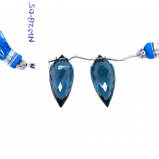 Hydro London Blue Drops Okra Shape 20X9mm Drilled Beads Matching Pair