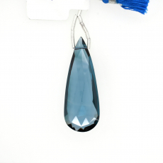 Hydro London Blue Quartz Drop Almond Shape 40x15mm Drilled Bead single piece